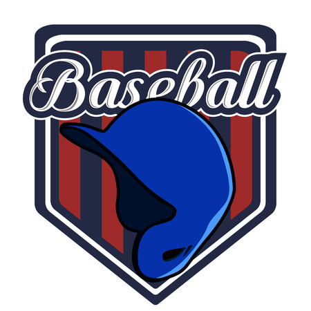 Isolated baseball emblem with a helmet, Vector illustrationのイラスト素材