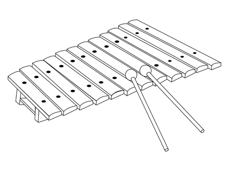 Isolated outline of a xylophone, Vector illustrationのイラスト素材
