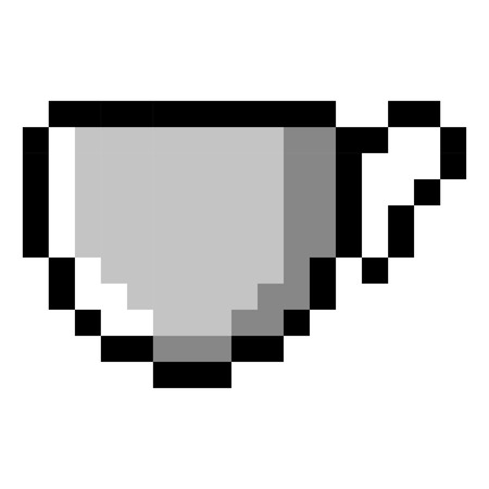 Isolated pixeled coffee mug on a white background, Vector illustrationのイラスト素材