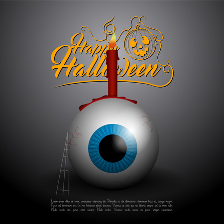 Colored halloween card with an eyeball, Vector illustrationのイラスト素材