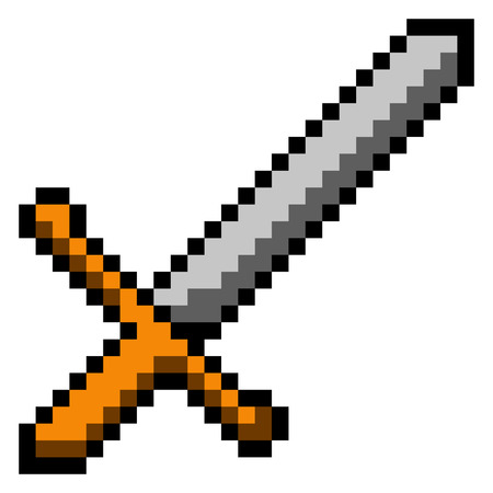 Isolated pixeled sword on a white background, Vector illustrationのイラスト素材