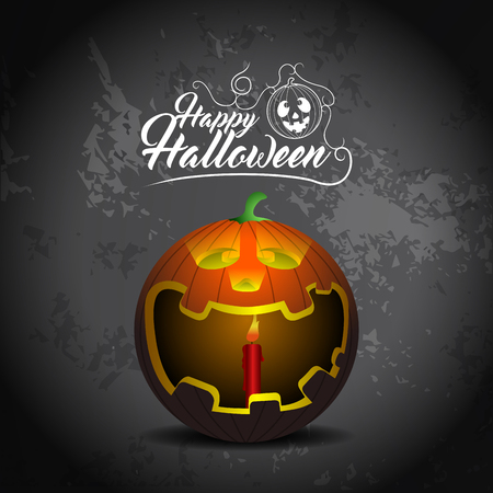 Colored halloween card with a jack-o-lantern, Vector illustrationのイラスト素材