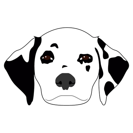Isolated dalmatian face icon on a white background, vector illustrationのイラスト素材