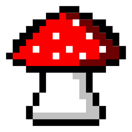 Isolated pixeled mushroom on a white background, Vector illustrationのイラスト素材