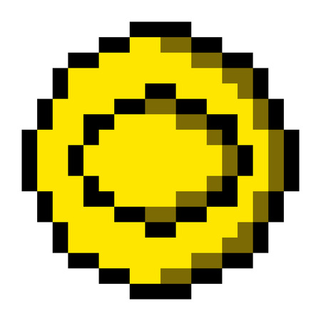 Isolated pixeled golden coin on a white background, Vector illustrationのイラスト素材