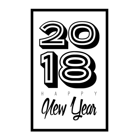 Happy new year poster with text vector illustrationのイラスト素材
