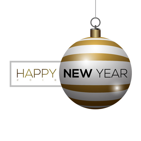 Happy new year poster with a christmas ball vector illustrationのイラスト素材