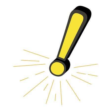 Yellow colored exclamation point with radial lines. Comic styled admiration symbolのイラスト素材