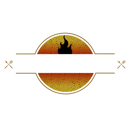 Isolated blank space logo type with line border and colored design for barbecue label with fireのイラスト素材