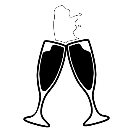 Pair of cocktail glasses on a white background, Vector illustrationのイラスト素材