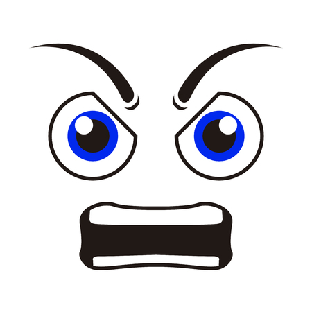Borderless angry emoticon on a white background, Vector illustrationのイラスト素材