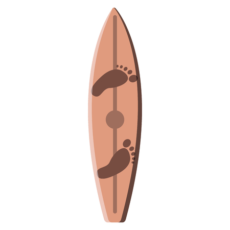 Isolated surfboard illustration with footprints design.のイラスト素材