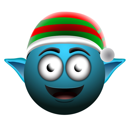 Happy christmas elf emoji illustration.のイラスト素材