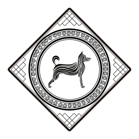 Traditional asian label with patterns, Chinese new year, Vector illustrationのイラスト素材