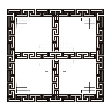 Traditional asian label with patterns, Vector illustrationのイラスト素材