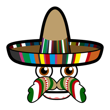 Happy expression with traditional hat vector illustration designのイラスト素材