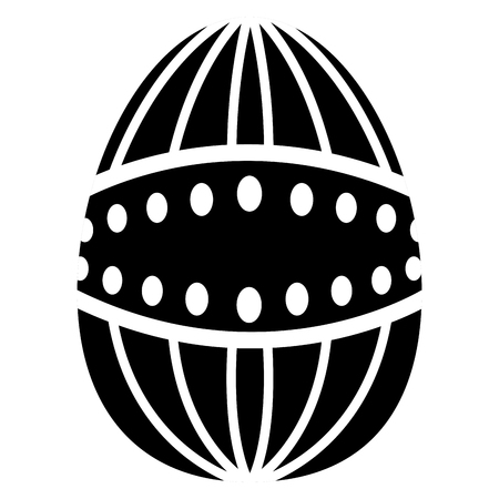 Illustration of black easter egg with white lines and circles design.のイラスト素材