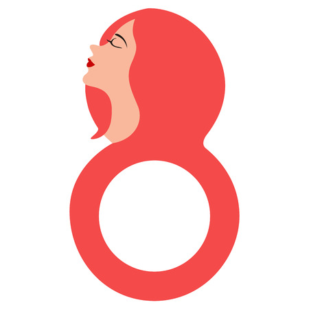Beauty girl avatar with number eight. Happy women day. Vector illustration designのイラスト素材