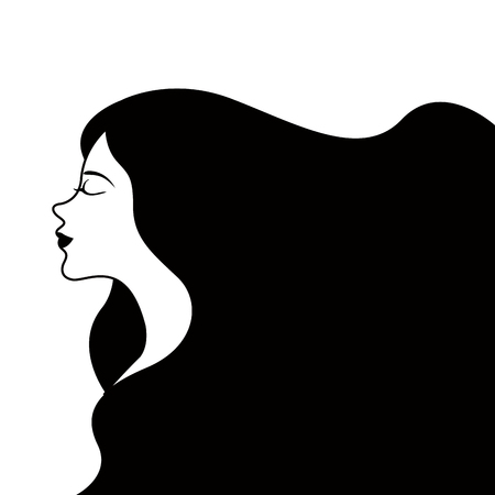 Beauty girl avatar with long hair. Happy women day. Vector illustration designのイラスト素材