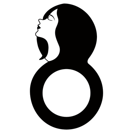 Beauty girl avatar with number eight. Happy women day. Vector illustration designのイラスト素材