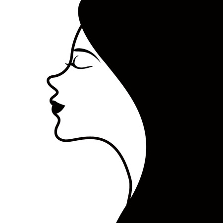 Beauty girl avatar with long hair. Happy women day. Vector illustration designのイラスト素材