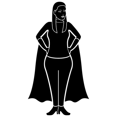 Isolated superwoman cartoon character silhouette. Vector illustration designのイラスト素材