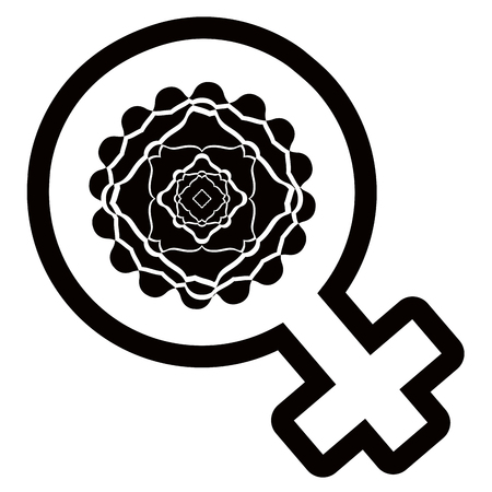 Female gender symbol with a flower icon. Vector illustration designのイラスト素材