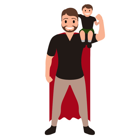 Superdad cartoon character isolated on plain background.のイラスト素材