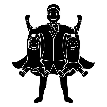 Superdad cartoon character silhouetteのイラスト素材