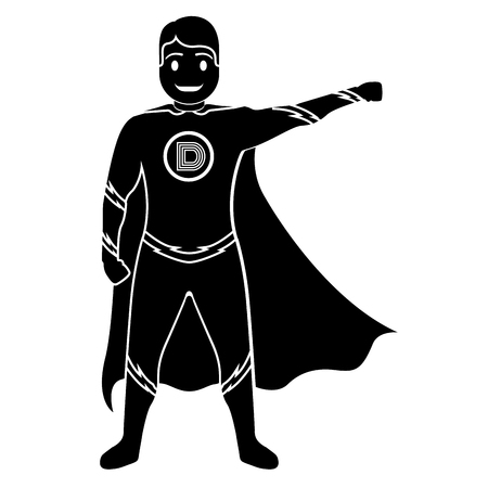 Superdad cartoon character silhouetteのイラスト素材