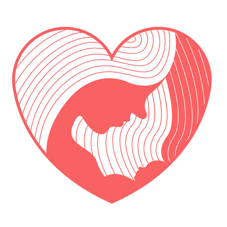 Abstract silhouette of mother and sonのイラスト素材