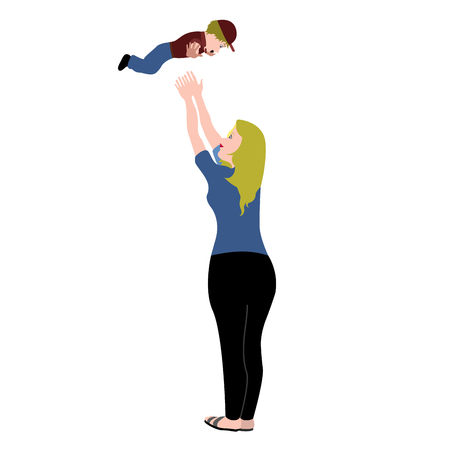 Mother holding her son icon Vector illustration.のイラスト素材