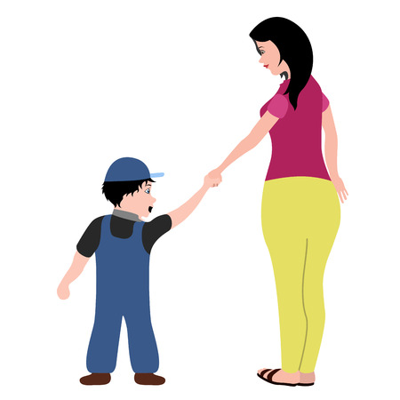 Mother and her son vector illustrationのイラスト素材