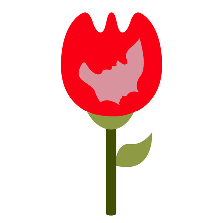 Rose icon with silhouette of mother and son Vector illustration.のイラスト素材