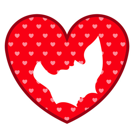Heart shape with mother and son silhouetteのイラスト素材