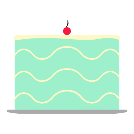 Green and yellow birthday cake icon on a white backgroundのイラスト素材