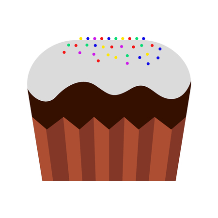 Illustration of a colorful cupcake icon on a white backgroundのイラスト素材