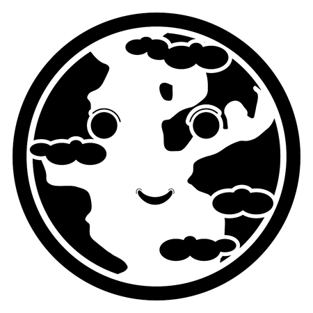 Happy globe silhouetteのイラスト素材