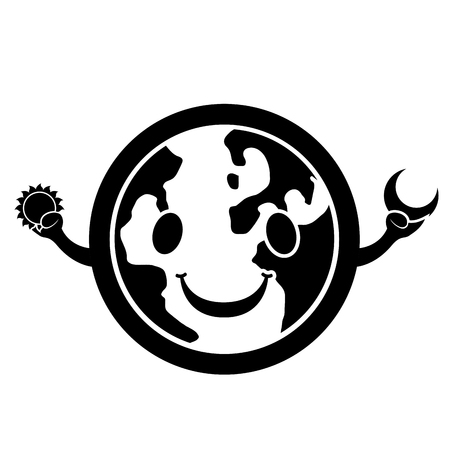Happy globe silhouetteのイラスト素材
