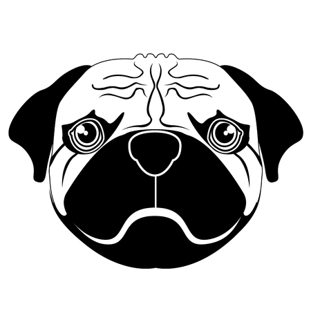 Silhouette of a pug avatarのイラスト素材