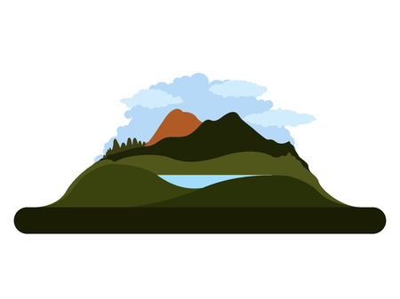 Isolated landscape with mountains and trees. Vector illustration designのイラスト素材