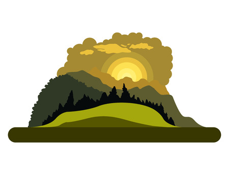 Isolated sunset landscape image. Vector illustration designのイラスト素材