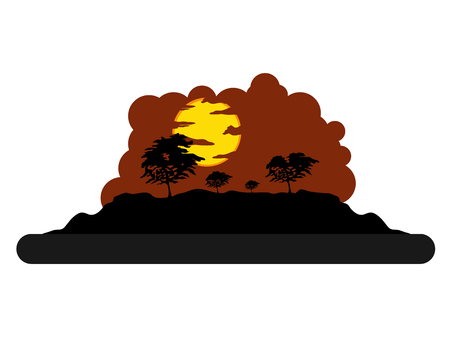 Isolated sunset landscape image. Vector illustration designのイラスト素材