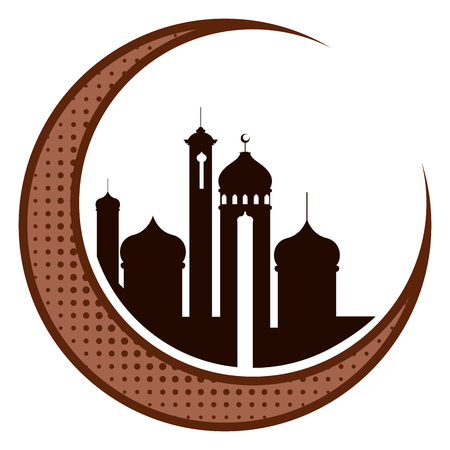 Moon with arabic temples. Ramadan Kareemのイラスト素材
