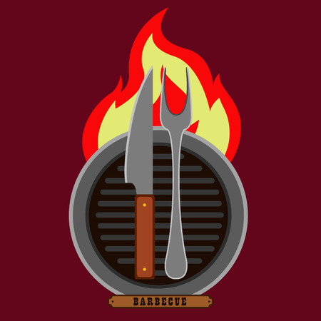 Isolated bbq poster with a utensils. Vector illustration designのイラスト素材