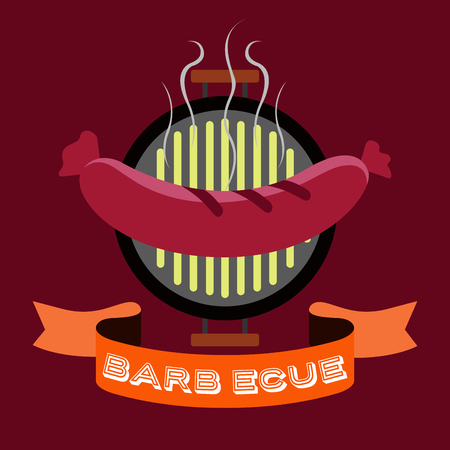 Isolated bbq poster with a grill and sausage. Vector illustration designのイラスト素材