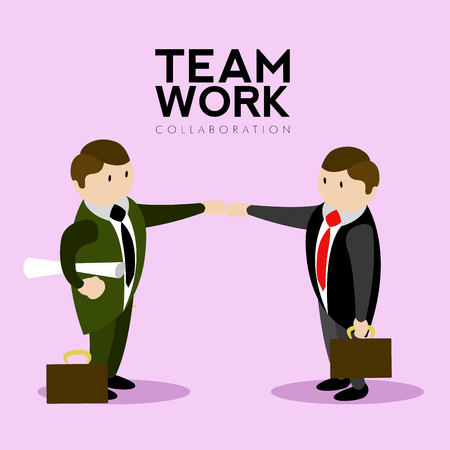Pair of businessmen doing a handshake. Teamwork. Vector illustration designのイラスト素材