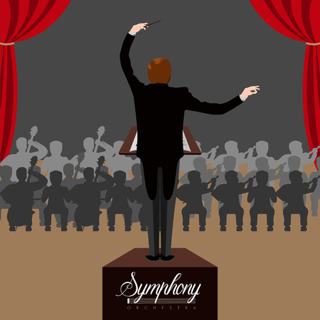 Isolated director witn orchestra background. Vector illustration designのイラスト素材