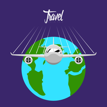 Airplane traveling around the glove. Vector illustration designのイラスト素材