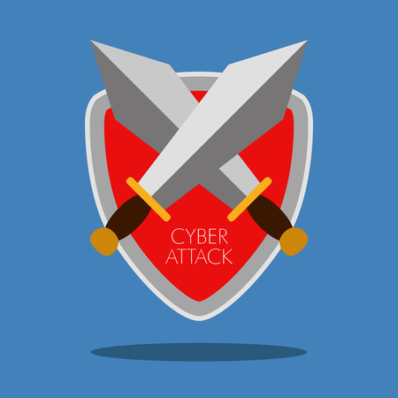 Pair of swords. Cyber attack. Vector illustration designのイラスト素材